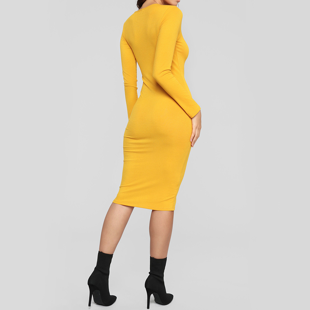Bodycon Dress Long Sleeve Slim Fit Sexy Design Autumn Winter Fashion for Women Wholesale Available
