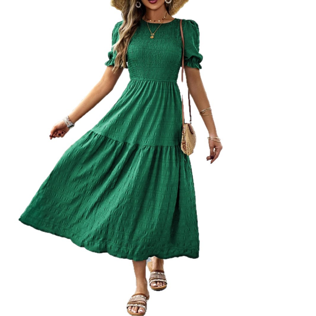 European and American Market Casual Vacation Style Ruffled Sleeve Waist Tie Women's Long Dress — Summer Fashion, Comfortable F