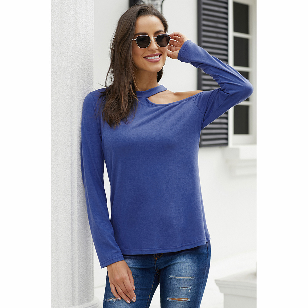 Womens Asymmetrical One Shoulder Top Long Sleeve Slim Fit Stylish Neckline Fall Fashion Wholesale Available