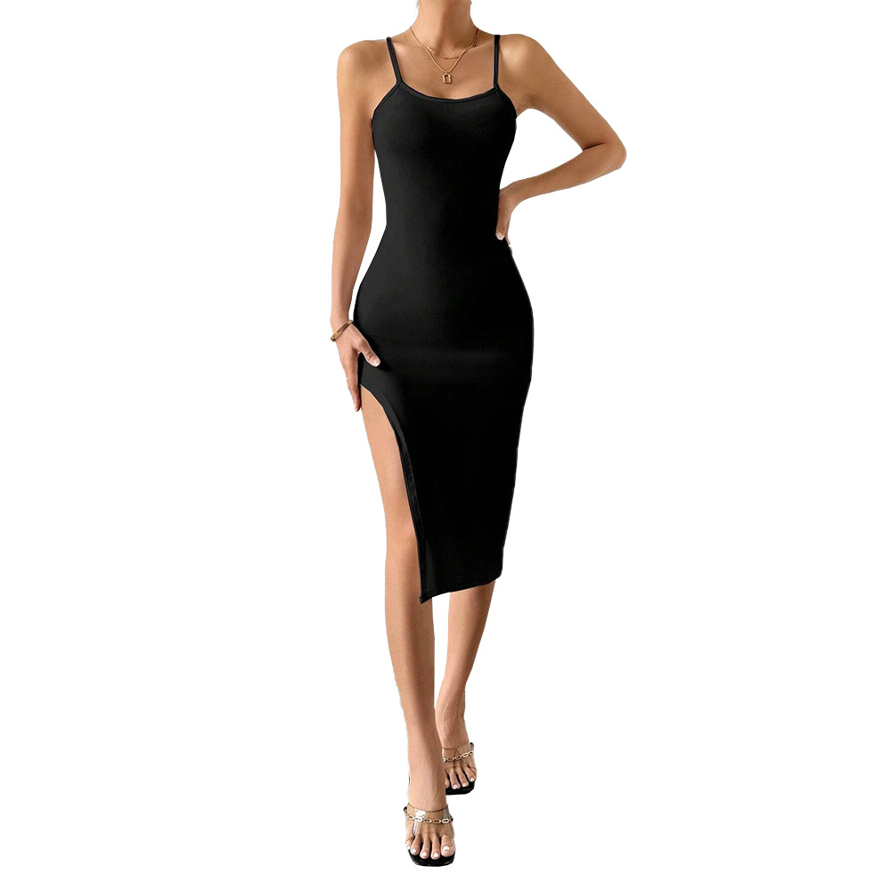 European and American Market Sexy Bodycon Dress — Side Slit, Slim Fit, Spaghetti Strap, Trendy Design — Night Out, Party Wear