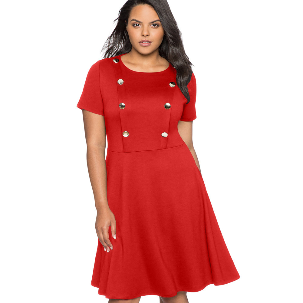 Summer Womens A Line Dress Short Sleeve Round Neck Loose Fit Plus Size Casual Wear for Everyday Use Wholesale