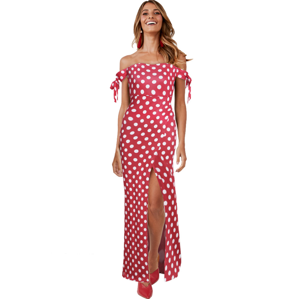 Polka Dot Dress Slim Fit Strapless Floral Print Summer Fashion for Women Wholesale Available