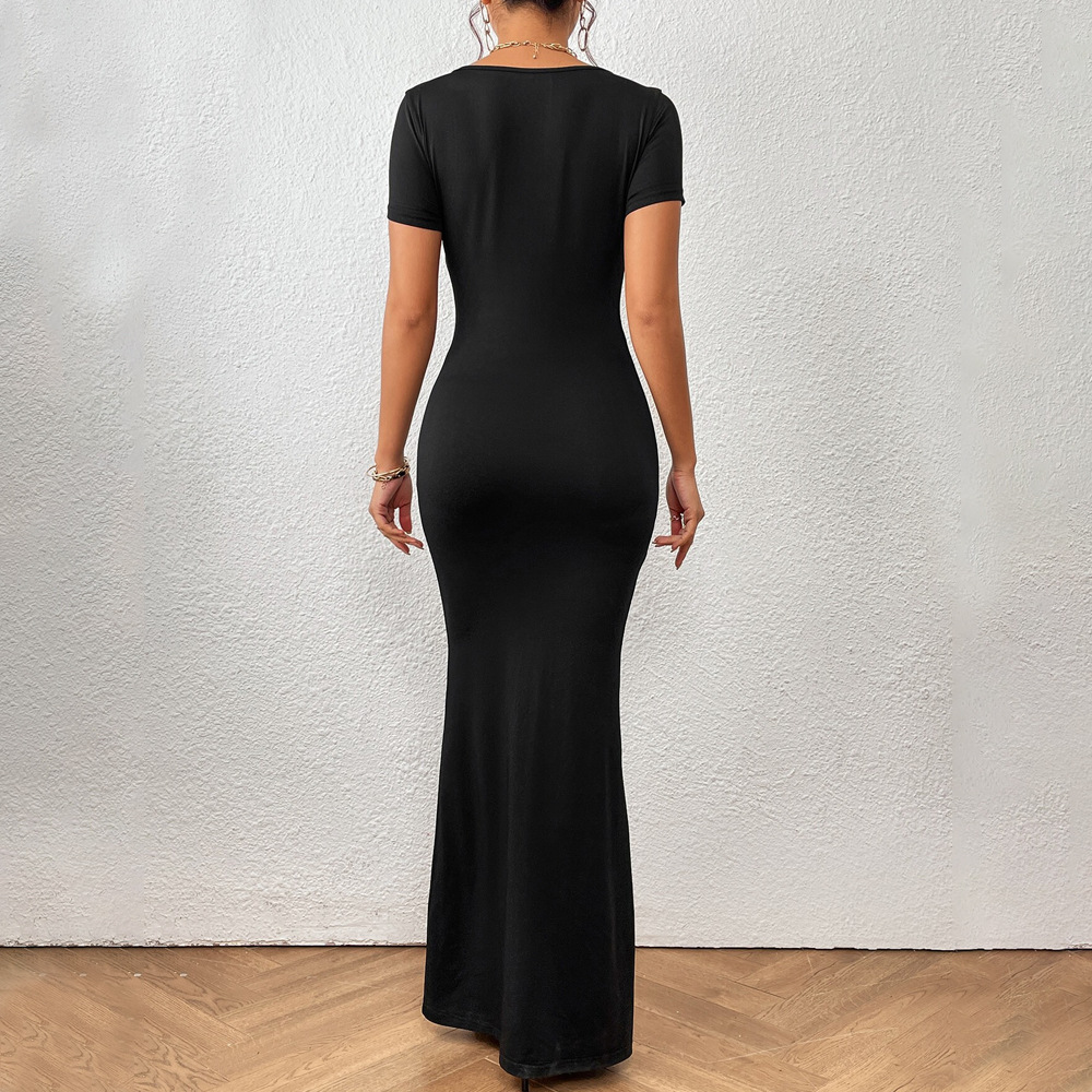 European and American Market Elegant Square Neck Dress — Summer New Style, Slim Fit, Mermaid Long Skirt — Casual Wear — Wholes
