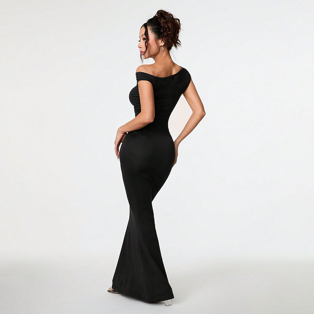 Sexy Elegant Off Shoulder Asymmetric Black Dress for Summer