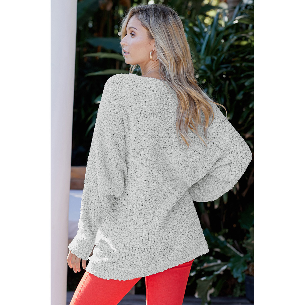 Womens Long Knit Sweater Solid Color Round Neck Long Sleeve Loose Fit Autumn Winter Casual Wear Wholesale