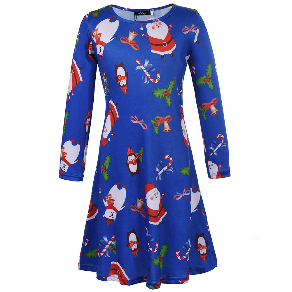 Womens A Line Dress Long Sleeve Floral Print Autumn Winter Style Perfect for Christmas Celebrations Wholesale