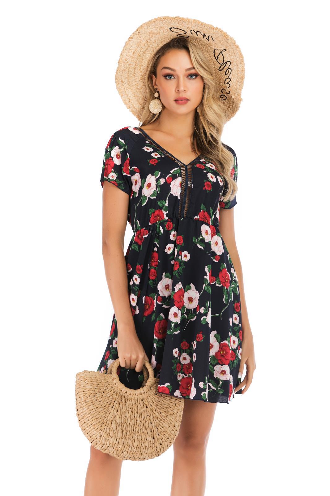 Bohemian Style Maxi Dress V Neck Flowy Silhouette Summer Fashion Perfect for Casual Outings Wholesale Available
