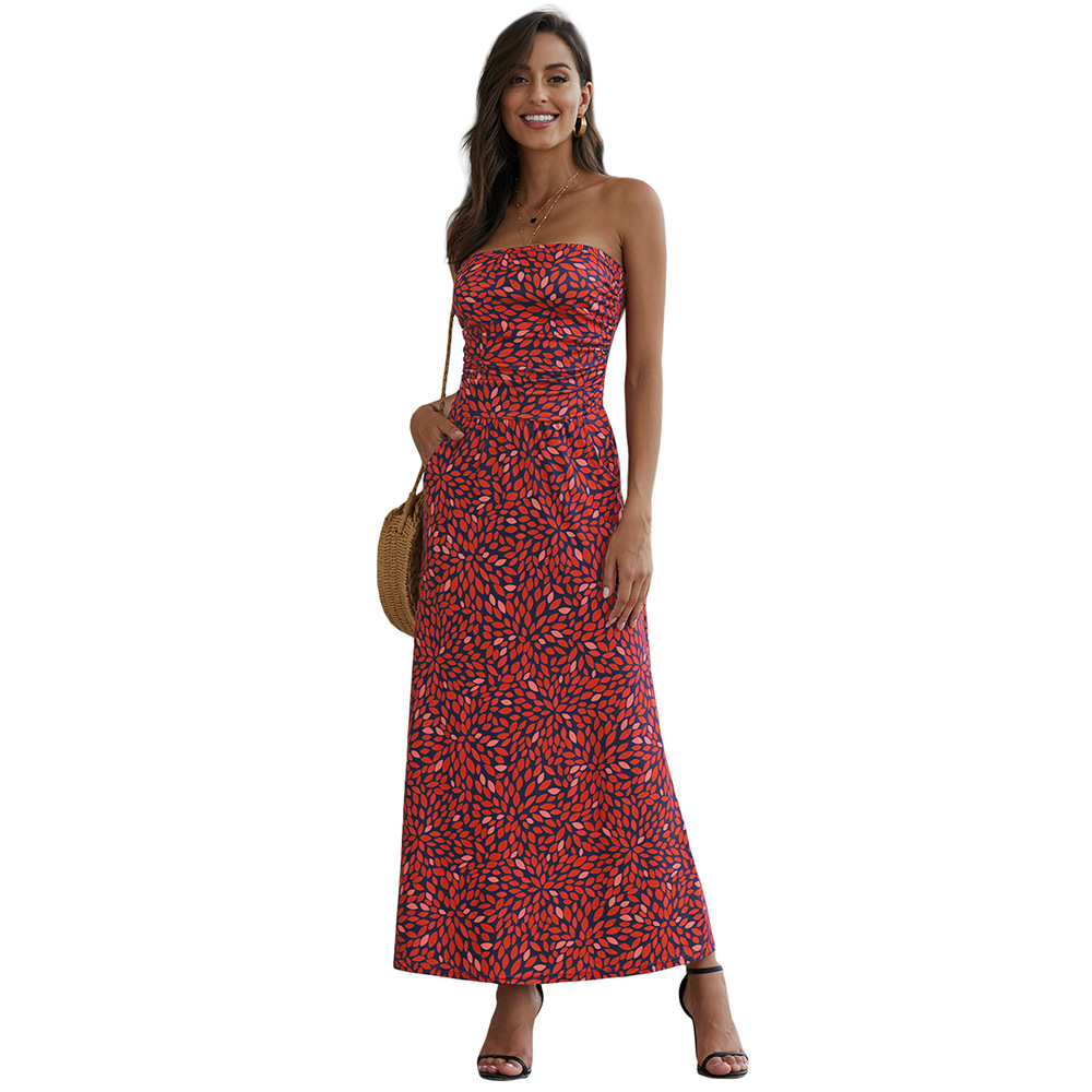 Floral Print Backless Dress for Women Spring and Autumn Fashion Elegant Vacation Wear Wholesale Available