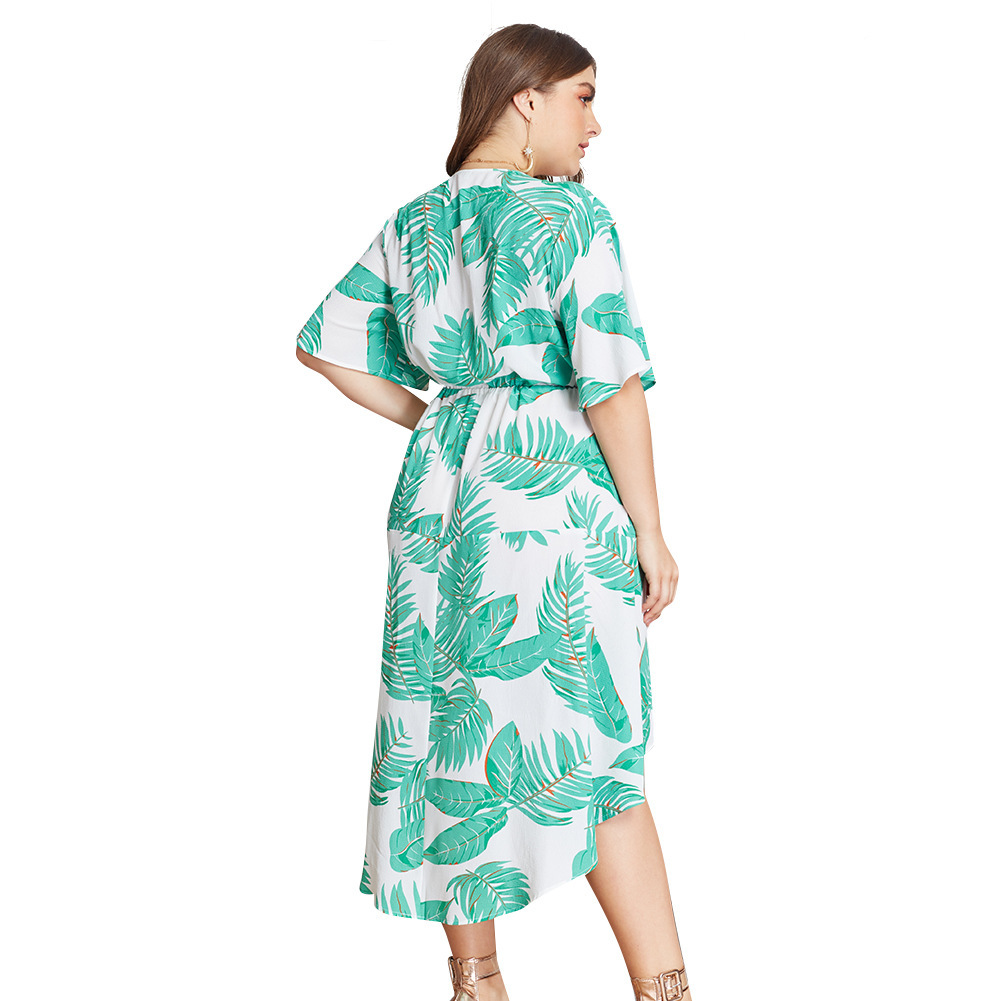 Plus Size Womens Dress Original Design Loose Fit Artistic Style High Low Hem Summer Casual Wear Wholesale