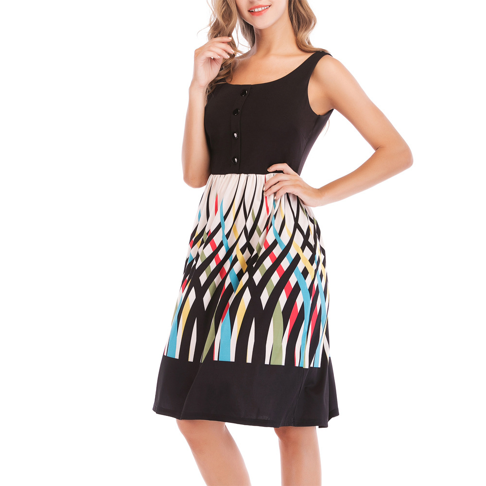 Fashion Floral Print Square Neck Sleeveless Dress Trendy Design Comfortable Fabric Versatile for Casual or Party Wear