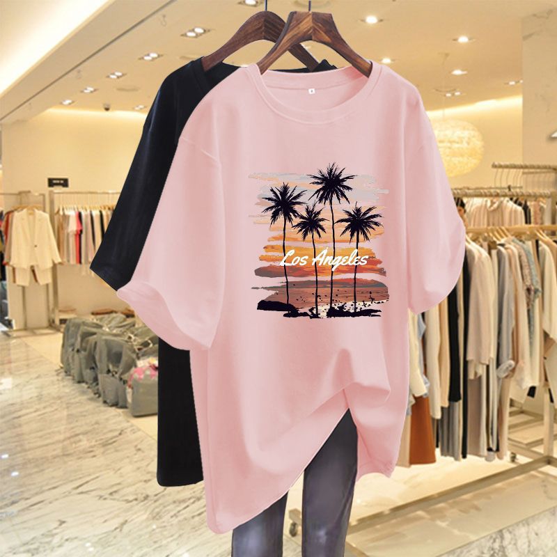 Plus Size Loose Fit T Shirt Cotton Fabric Mid Length Trendy Design Autumn Casual Wear Wholesale Available