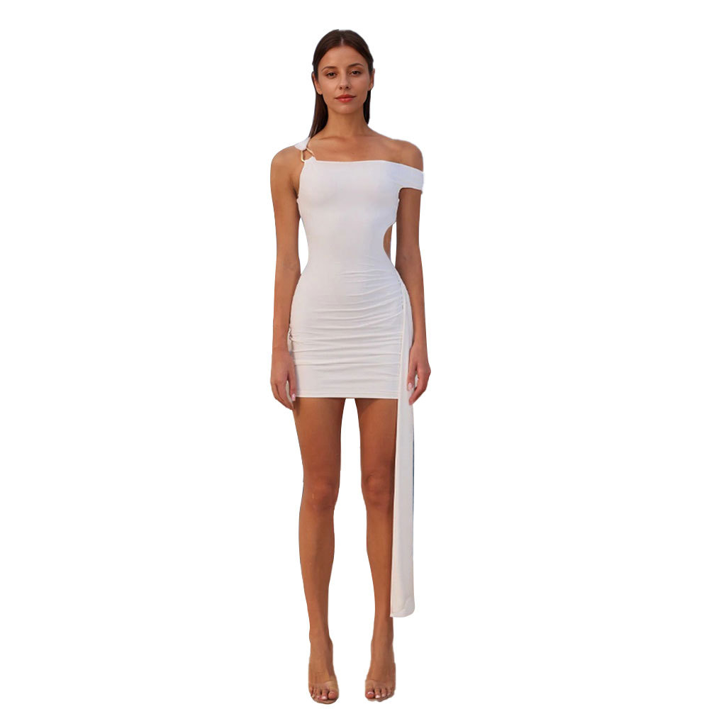 European and American Market Women's Dress — Elegant White, Off Shoulder, Bodycon, Short Skirt — Spring Summer Fashion — Whole