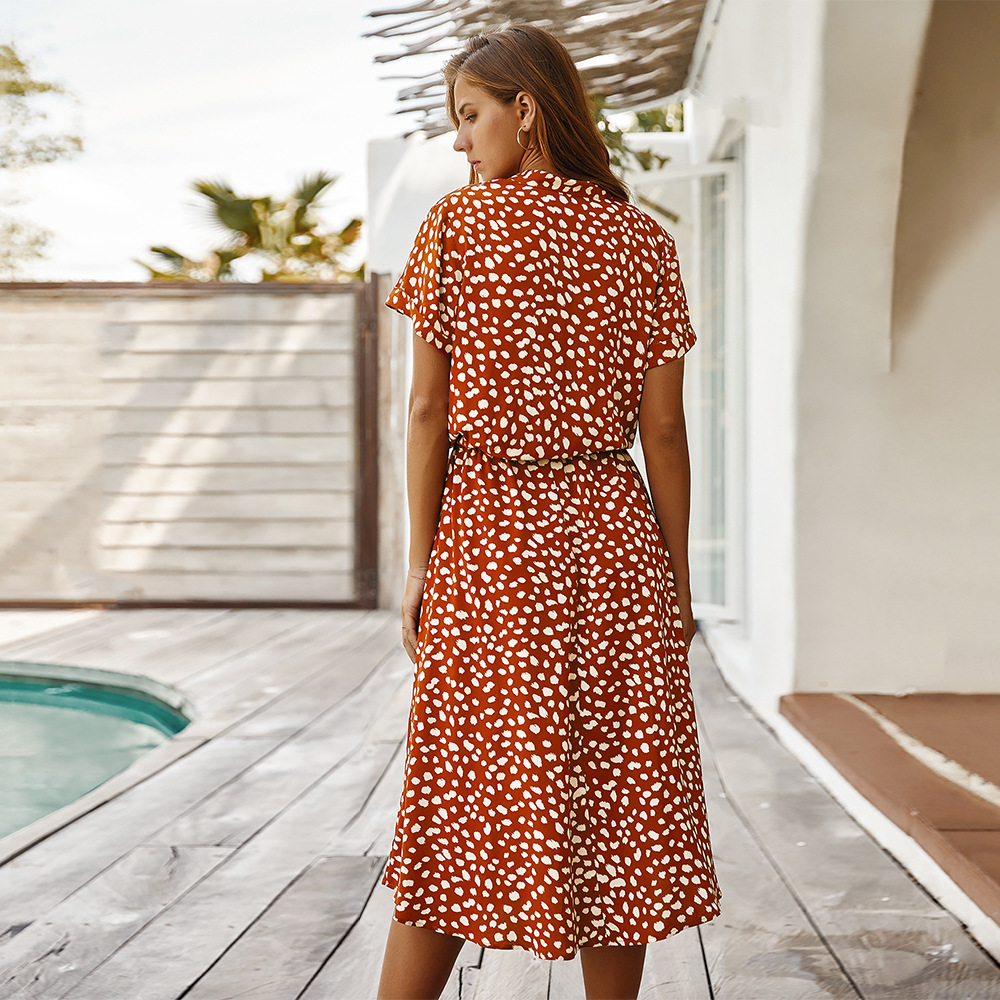 Polka Dot Short Sleeve Dress Original Design Trendy Style Summer Fashion Wholesale Available