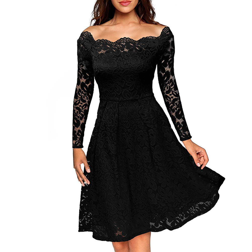 Lace Midi Dress for Women Long Sleeve A Line Mid Waist Elegant Design Summer Fashion for Casual Occasions