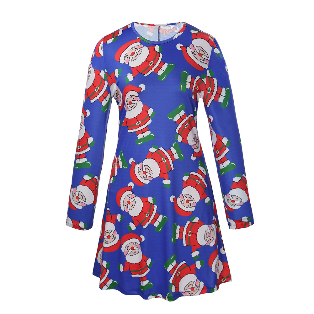 Christmas Family Matching Dresses Long Sleeve Printed Comfortable Fabric Festive Holiday Wear Wholesale Available
