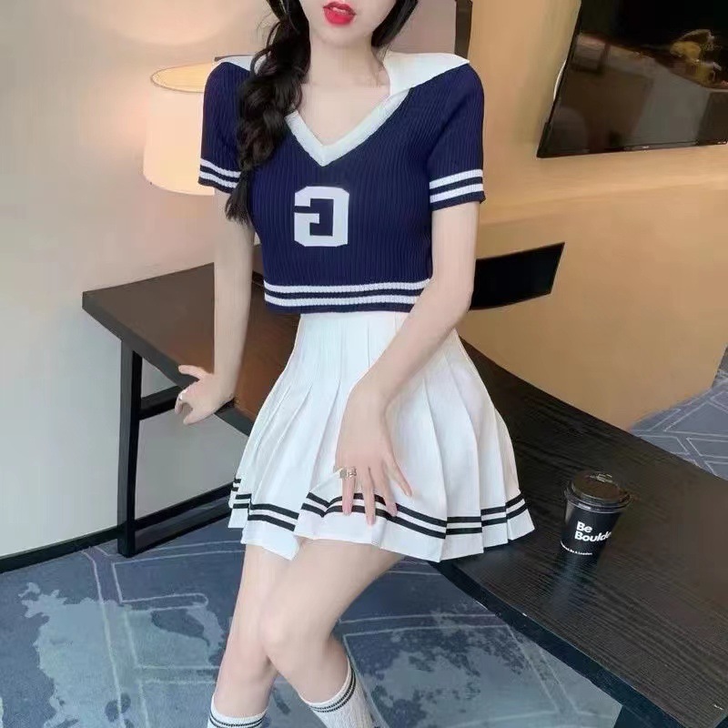 Pleated Skirt for Women High Waist A Line Elastic Waistband Korean Style Spring Summer Plus Size School Uniform
