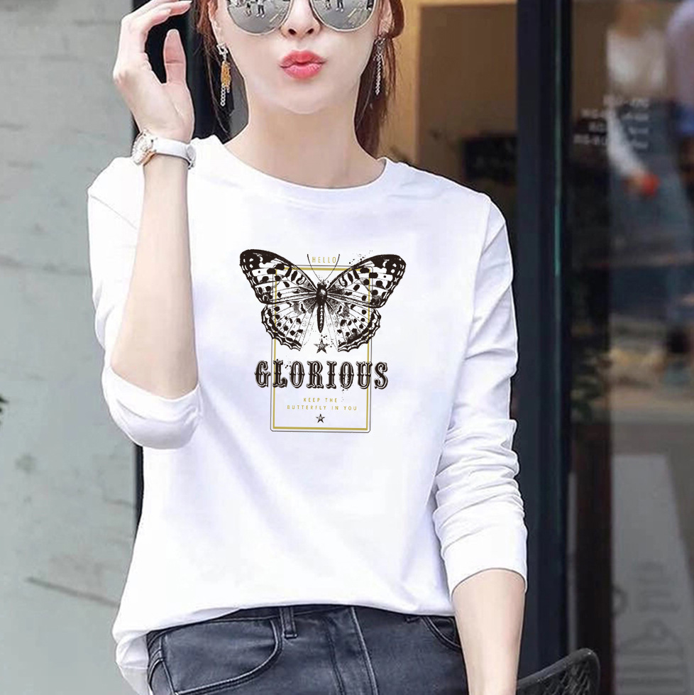 Womens Loose Fit Round Neck Long Sleeve T Shirt 95 Cotton Floral Print Plus Size Casual Spring Wear Wholesale