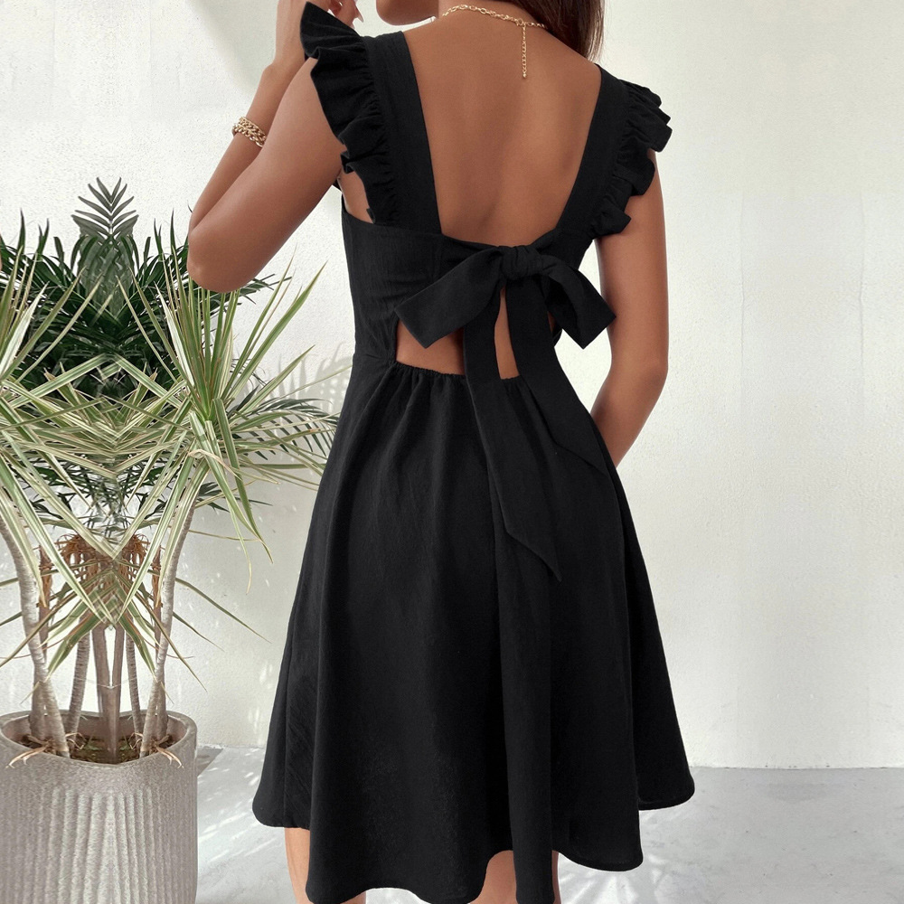 New European and American Style Sweet Camisole Short Dress for Commuting and Vacation