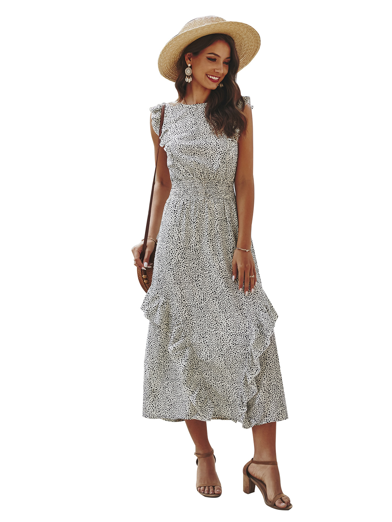 Ruffle Hem Dress Elegant Design Lightweight Fabric Spring Summer Style Wholesale Available custom packaging