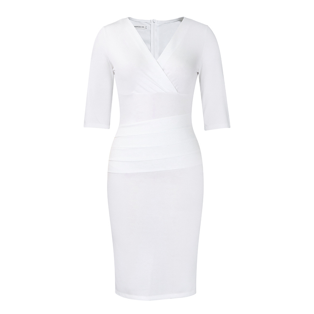 V Neck Elegant Bodycon Dress for Women, Plus Size African Style, Office Wear, Cross Border Fashion, Ideal for Trade Shows