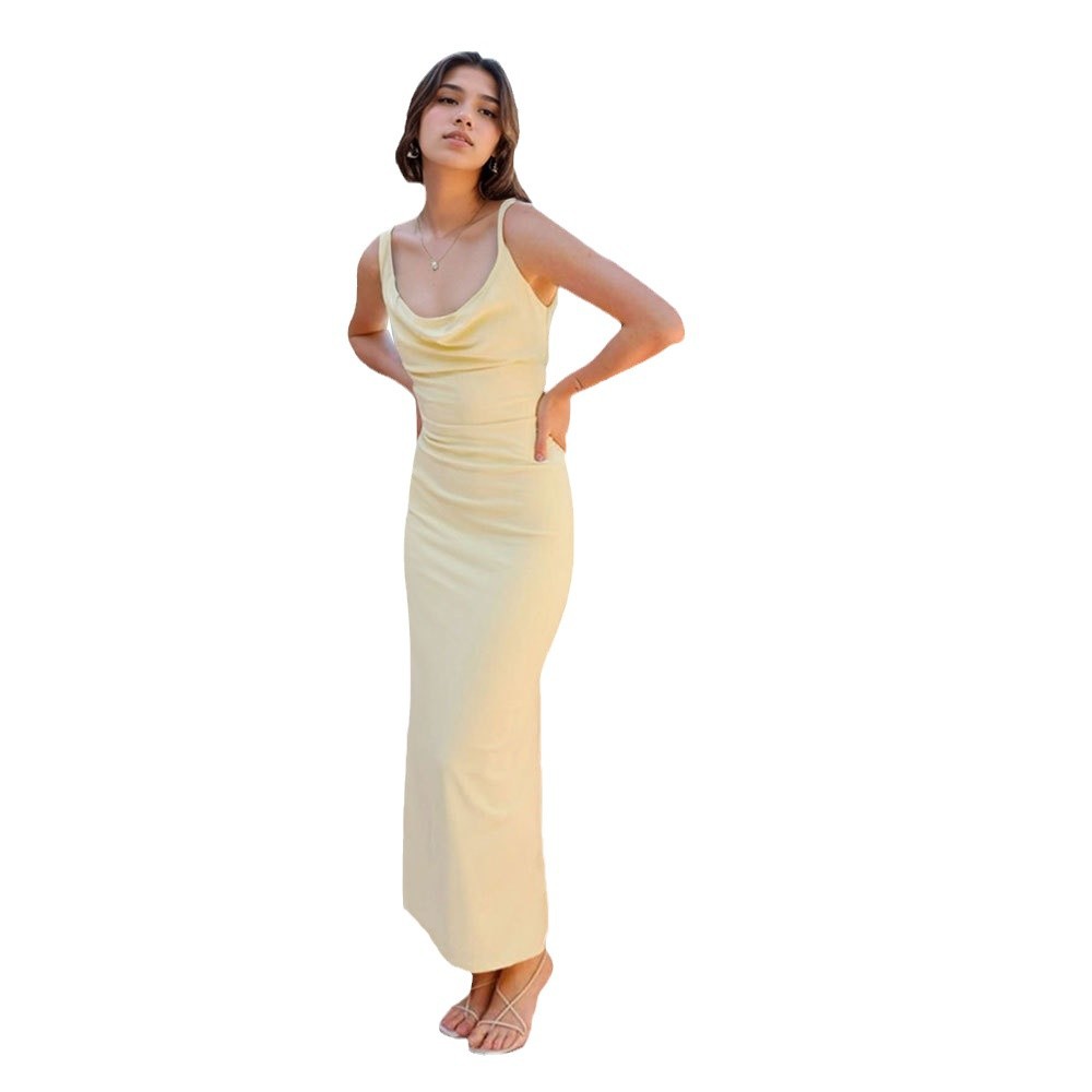 European and American Style Soft and Elegant Women's Dress Spring Summer New Slim Fit Long Strap Dress