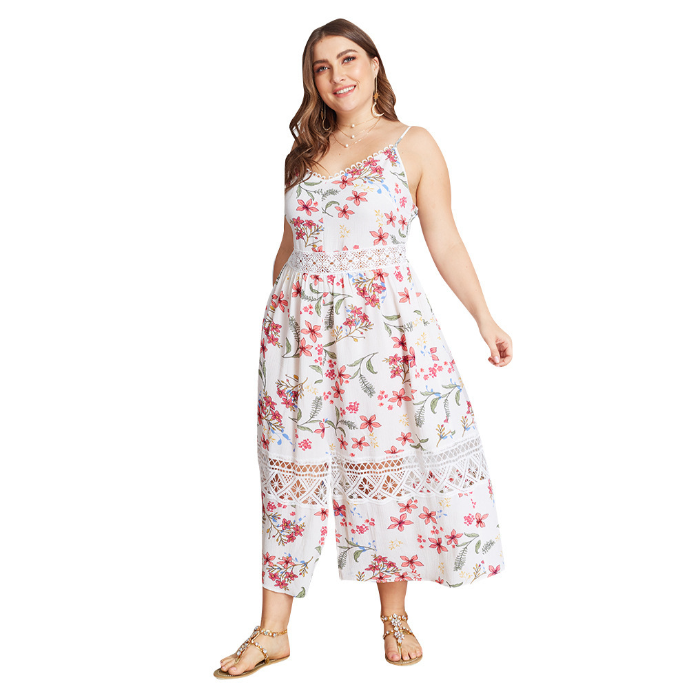 Plus Size Womens Dress Summer Floral Print Spaghetti Straps Comfortable Fit Casual Wear Wholesale Available