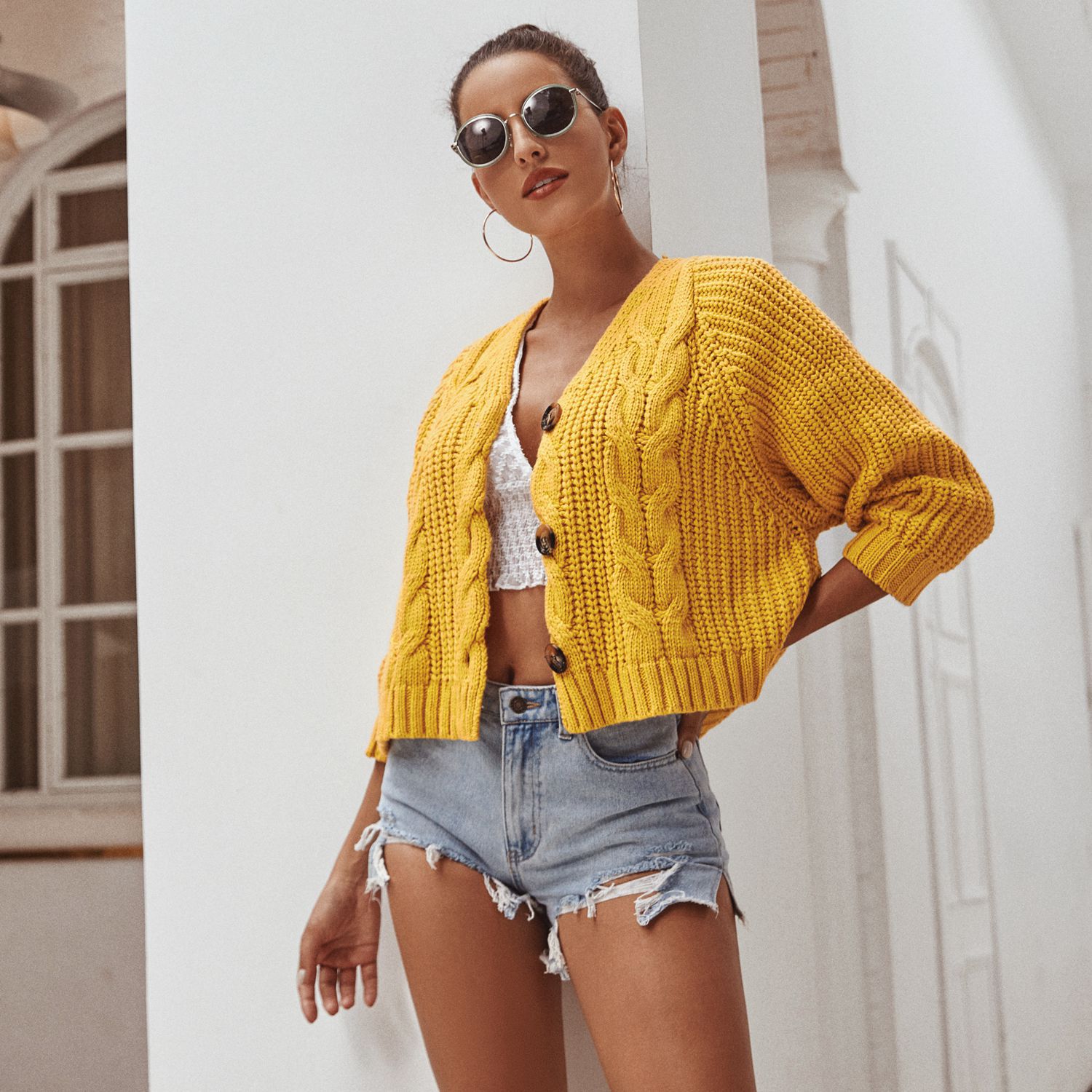 Fashion Womens Sweater Versatile V Neck Long Sleeve Short Style Casual Wear for All Seasons Wholesale Available