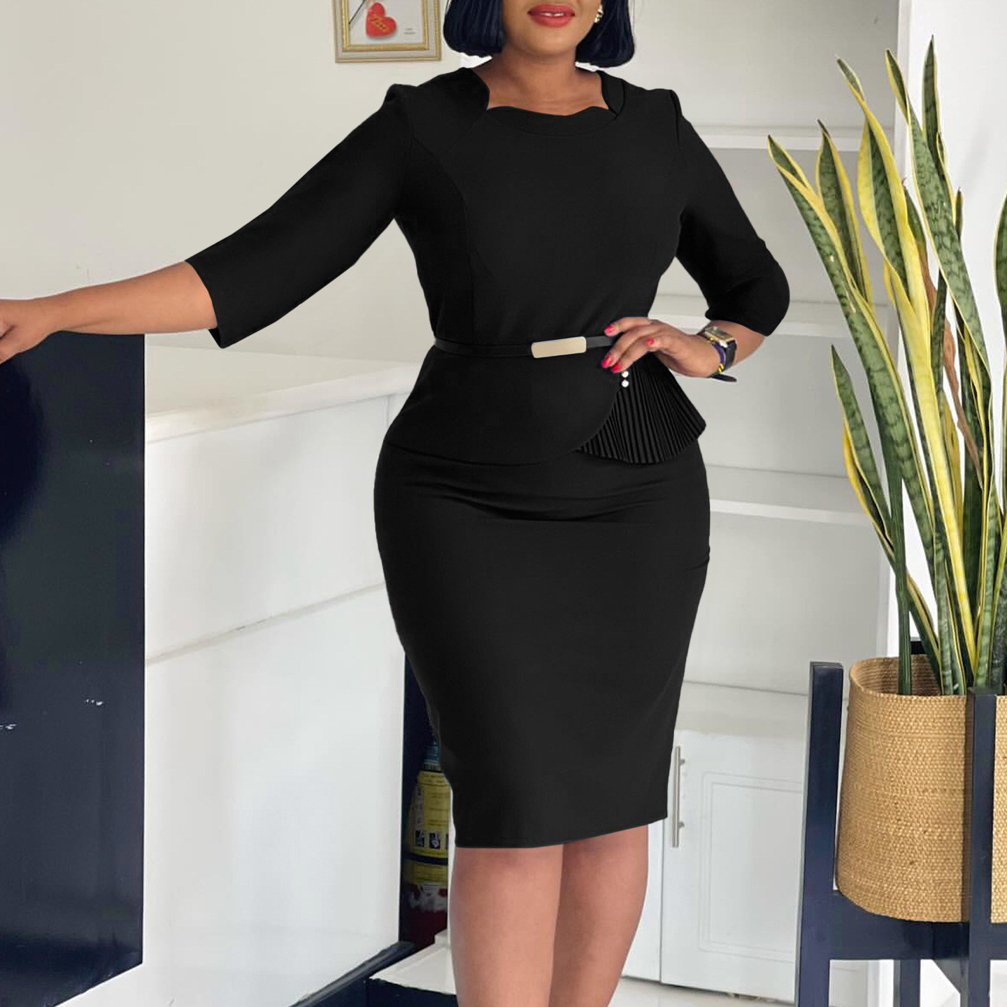 Fashionable Women's OL Bodycon Dress, Elegant and Chic African Style, Perfect for Trade Shows and Business Events