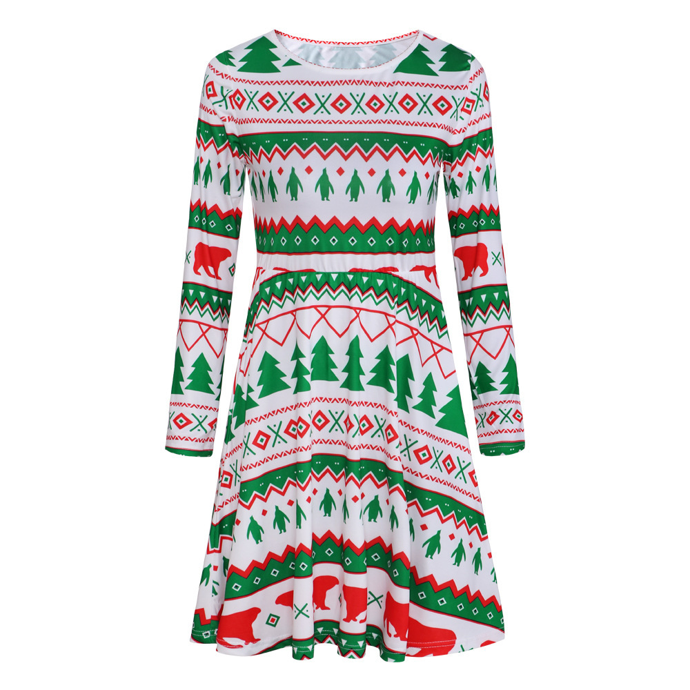 Womens Long Sleeve Printed Dress Autumn Winter Collection Christmas Theme Stylish Design Wholesale Available