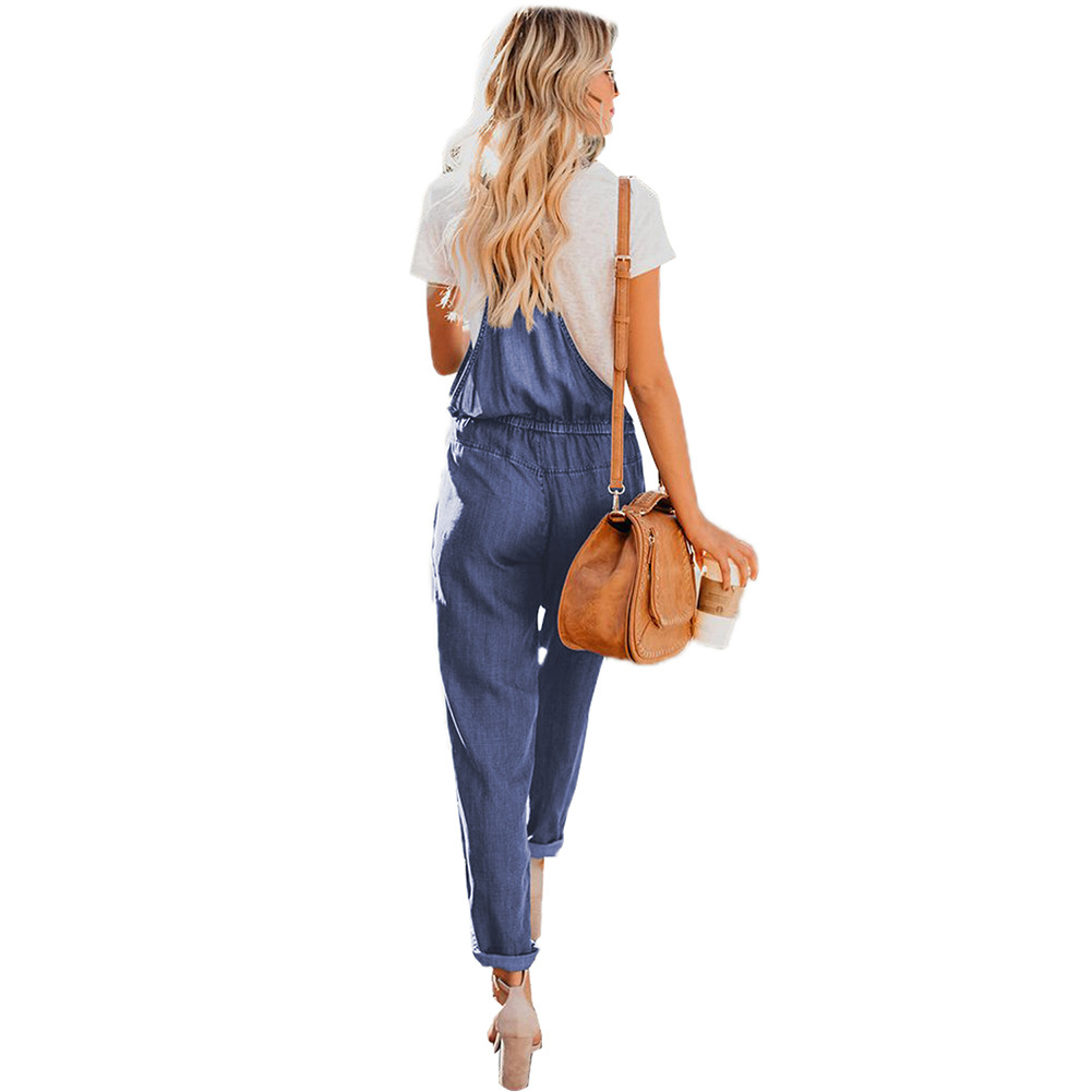 Plus Size Womens Denim Overalls Loose Fit Stretch Waistband Spring Summer Style Casual Wear Wholesale Available