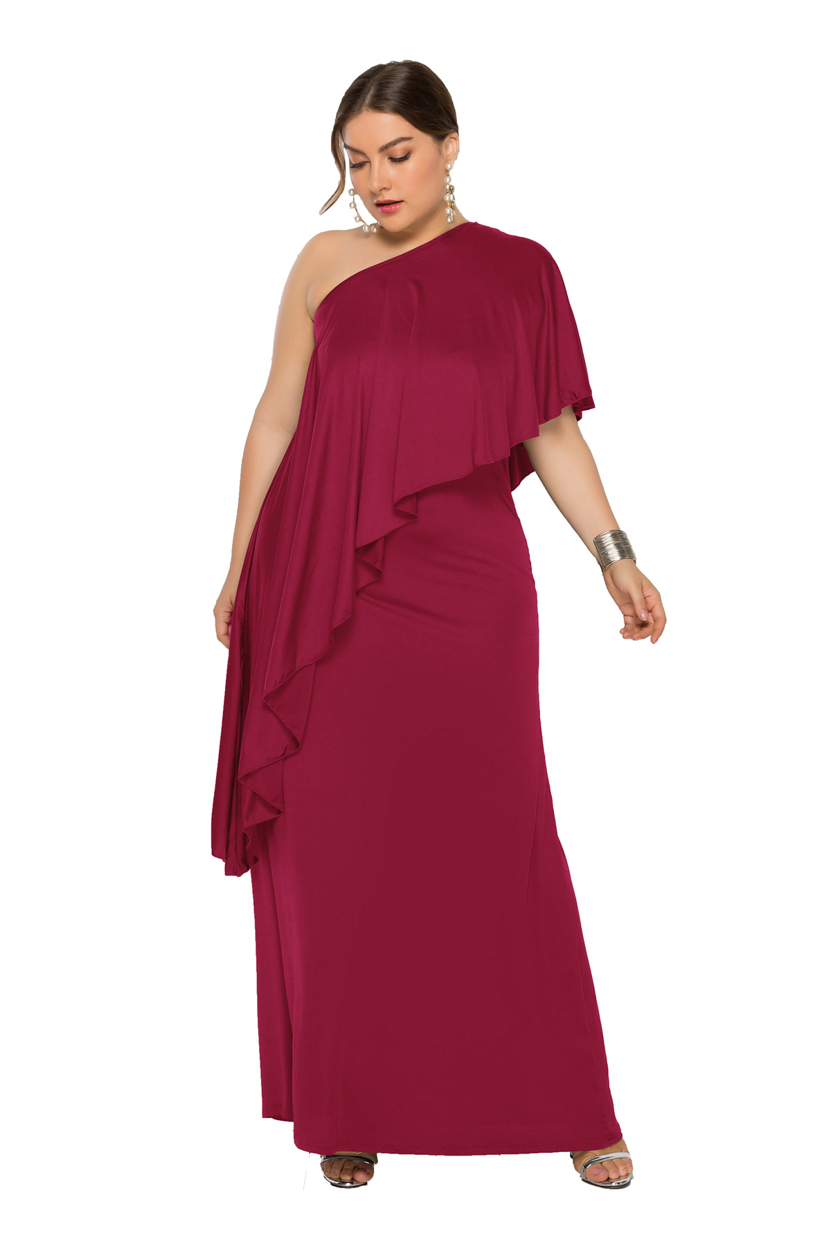 Plus Size Womens Dress Loose Fit Asymmetrical Shoulder Comfortable Fabric Casual Wear Summer Style Wholesale