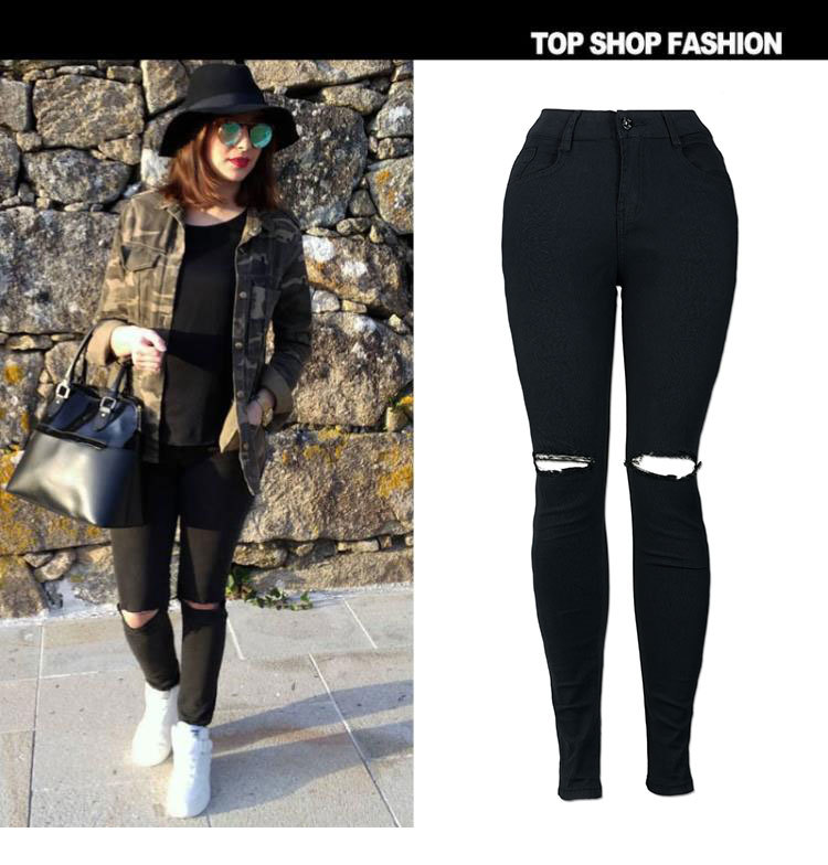 High Waisted Ripped Skinny Jeans Stretch Fabric Slim Fit Trendy Design Casual Wear for Women Wholesale Available