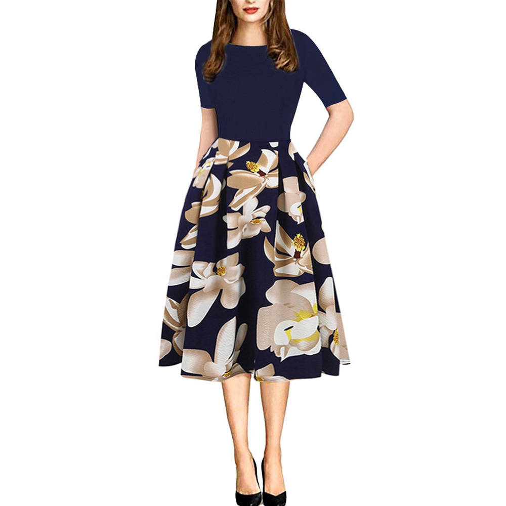 Elegant High Quality Floral Print Maxi Dress Round Neck Flowy Silhouette Fashionable Design Perfect for Parties and