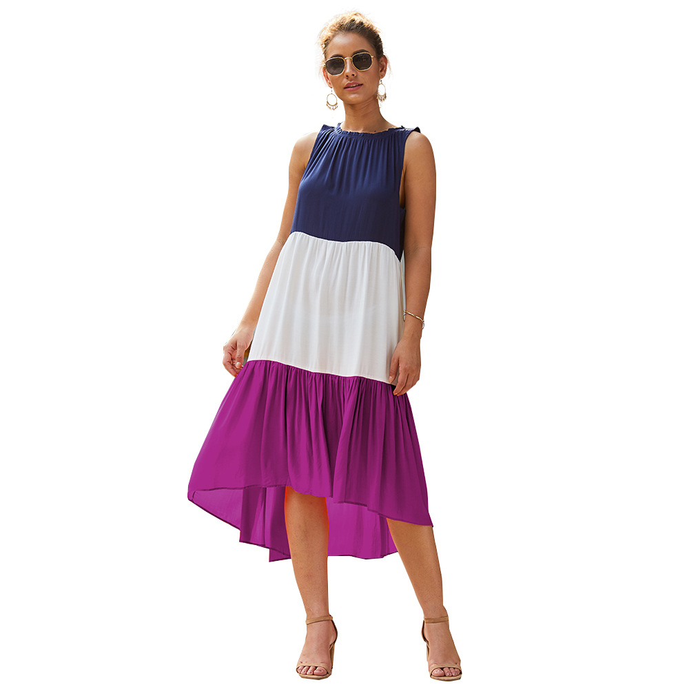 Summer Womens Color Block Dress Stylish Design Multiple Colors Comfortable Fit Perfect for Casual Outings