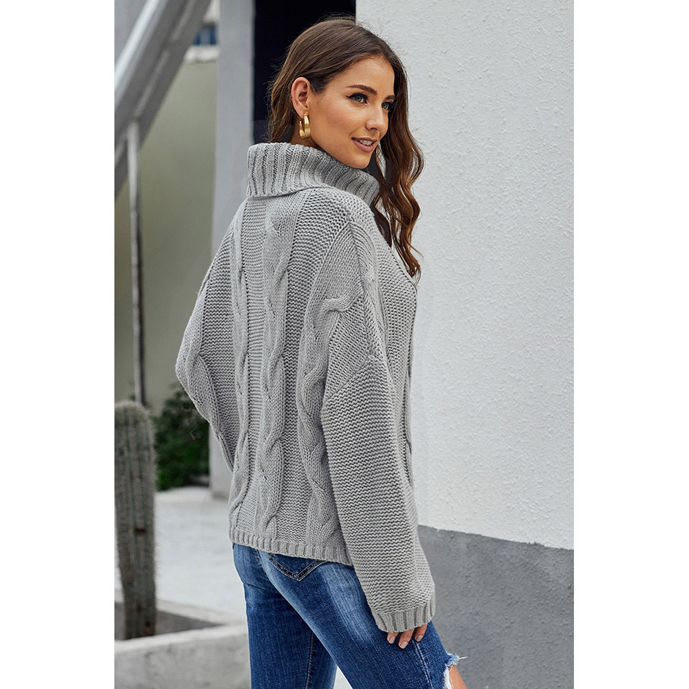 Plus Size Turtleneck Sweater for Women Loose Fit Long Sleeve Solid Color Cozy Knit Autumn Winter Casual Wear