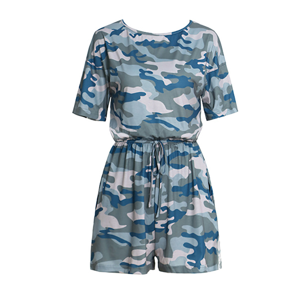 Womens Casual Jumpsuit Floral Print Camouflage Drawstring Spring Summer Fashion Wholesale Available