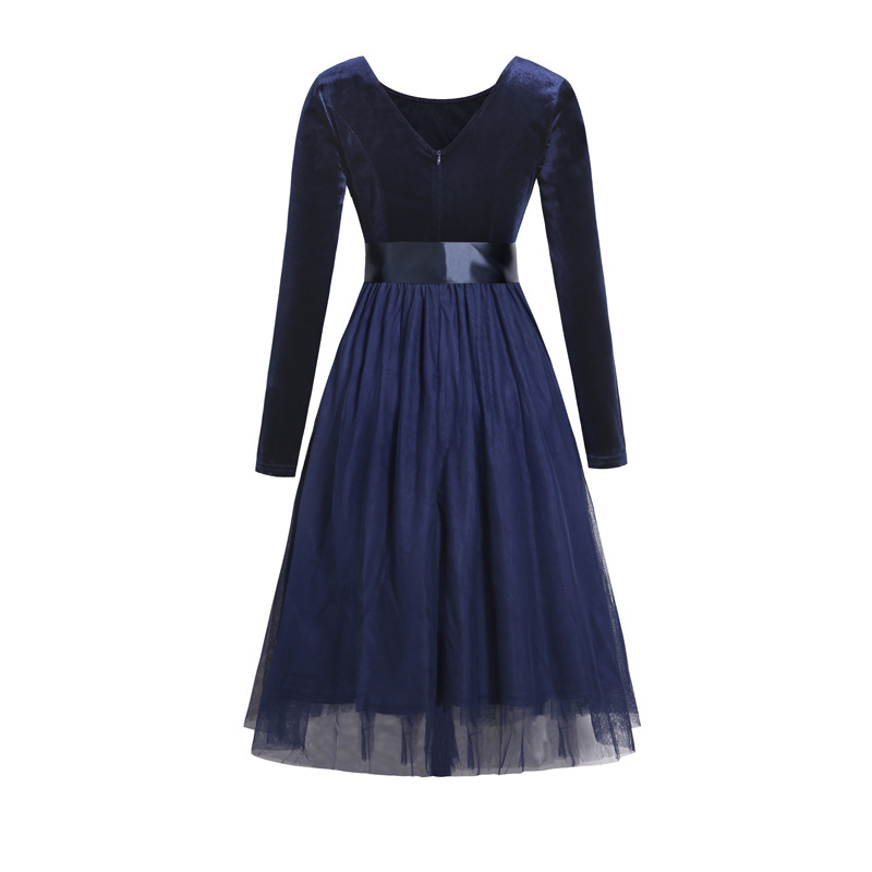 Mesh Maxi Dress Long Sleeve Round Neck Flowy Design Autumn Winter Fashion Ready to Ship Wholesale Available