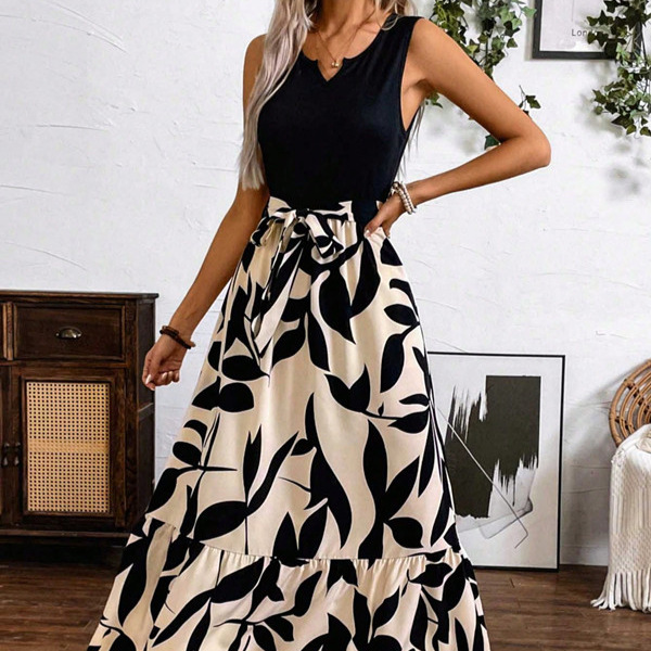 Elegant Color Block Sleeveless Dress for Women Spring Summer Fashion Perfect for Casual or Formal Occasions Wholesale