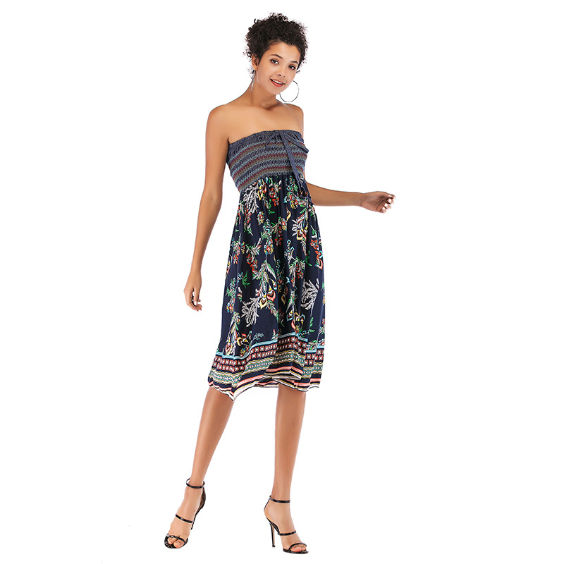 Bohemian Maxi Skirt Womens Summer Dress Off Shoulder Neckline Flowy Design Perfect for Casual Outings Wholesale