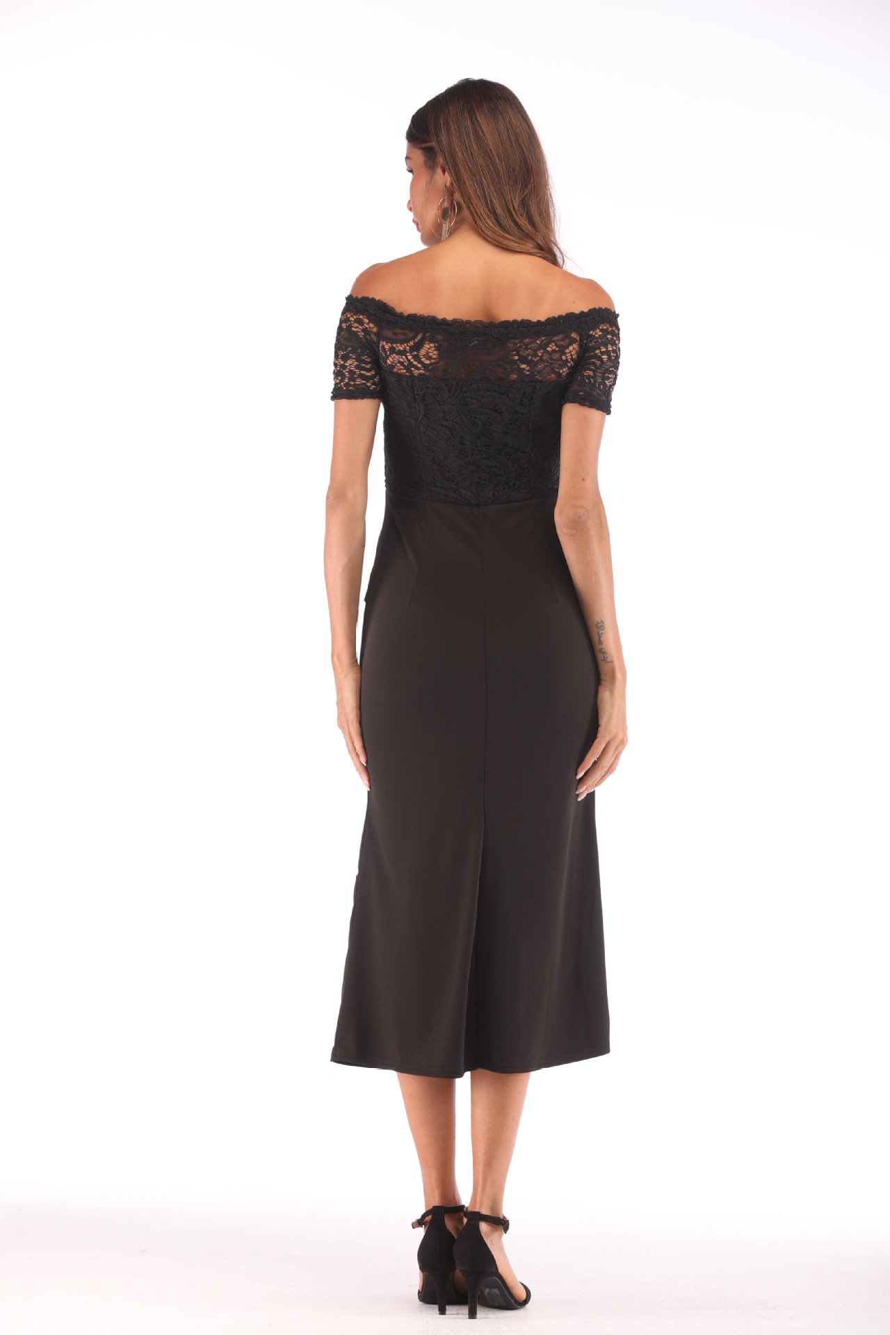 Lace Trim Off Shoulder Dress Sexy Elegant Comfortable Perfect for Parties and Evening Events Wholesale Available