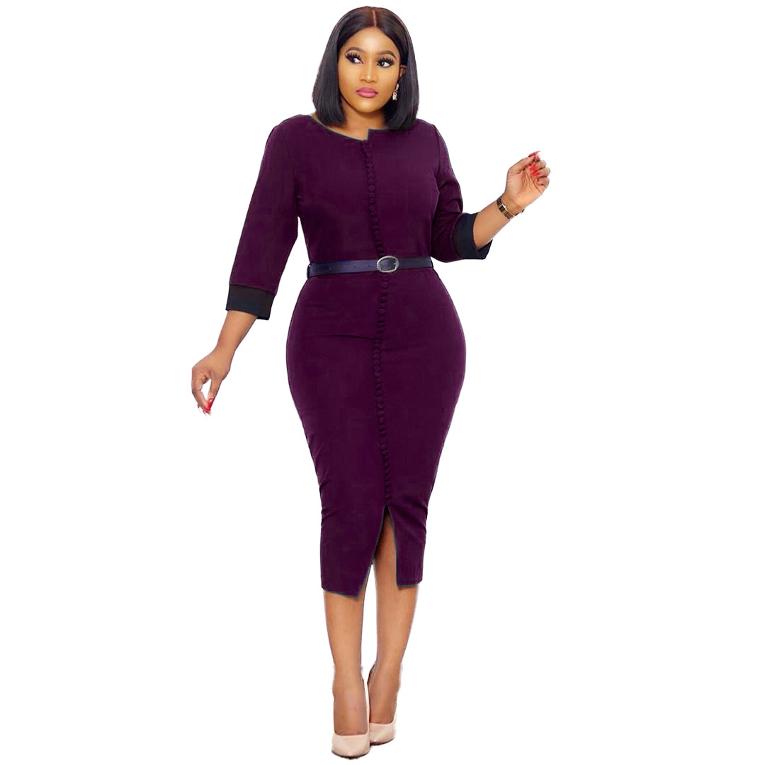 African Market Summer Women's Dress — New Arrival, Stretchy, Color Block, Button Down, Slit Design — Casual Wear — Wholesale S