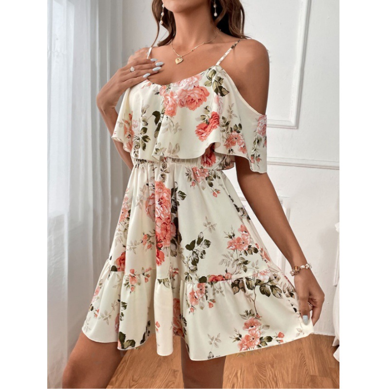 Women's Bohemian Floral Strappy Dress