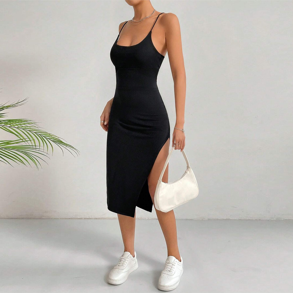 Sleeveless Bodycon Dress Sexy Open Back Side Slit Slim Fit Evening Party Wear Wholesale Available