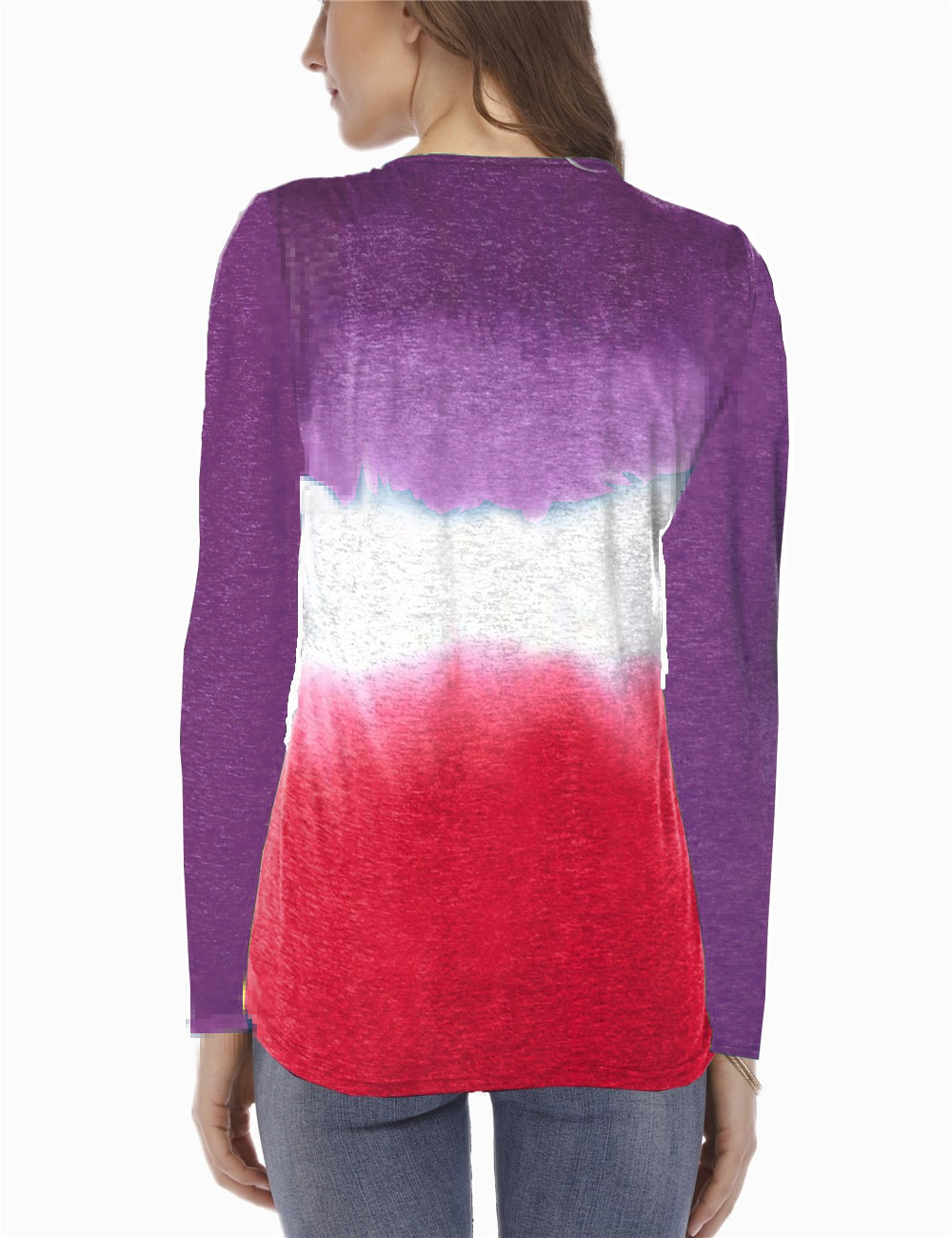 Womens Gradient Long Sleeve Top Autumn Winter Fashion Casual Wear Wholesale Available fast shipping