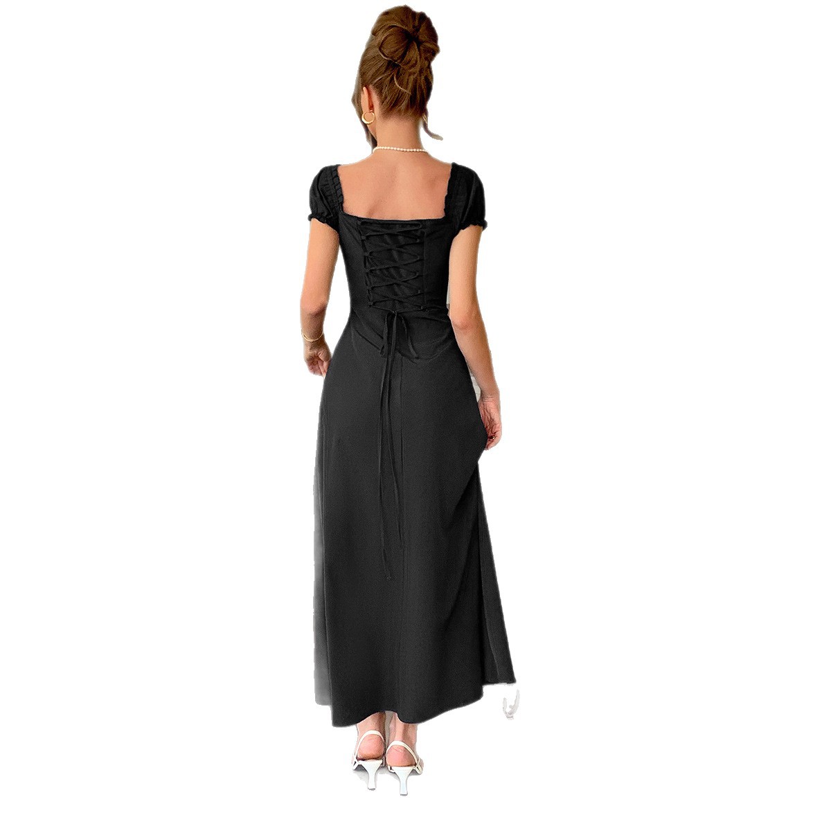 Elegant Short Sleeve Off Shoulder Long Dress for Women Spring Summer