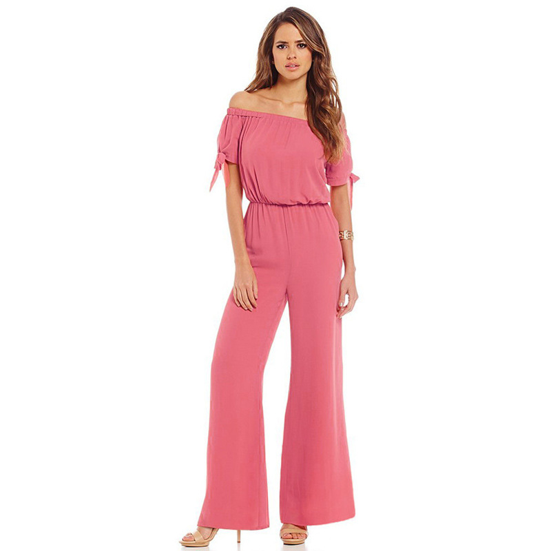 Off Shoulder Chiffon Jumpsuit Waist Tie Long Pants Stylish Sleeves Perfect for Parties and Events Wholesale