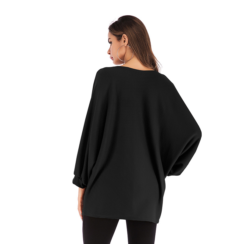 Plus Size Batwing Sleeve T Shirt for Women Loose Fit Solid Color Round Neck Casual Wear Wholesale Available