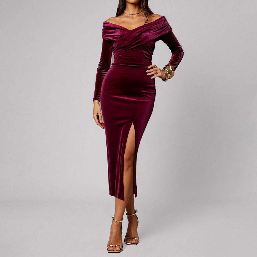 Women's Slim Fit V-Neck Maxi Bodycon Dress