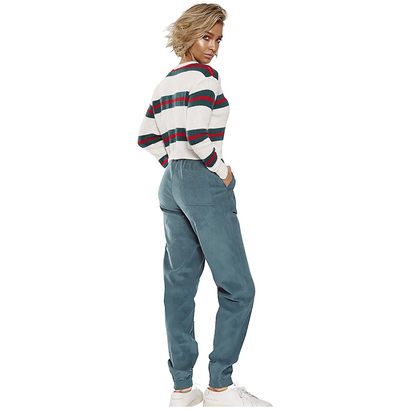 High Waisted Corduroy Trousers Belted Loose Fit Versatile Style Casual Wear for Women Wholesale Available