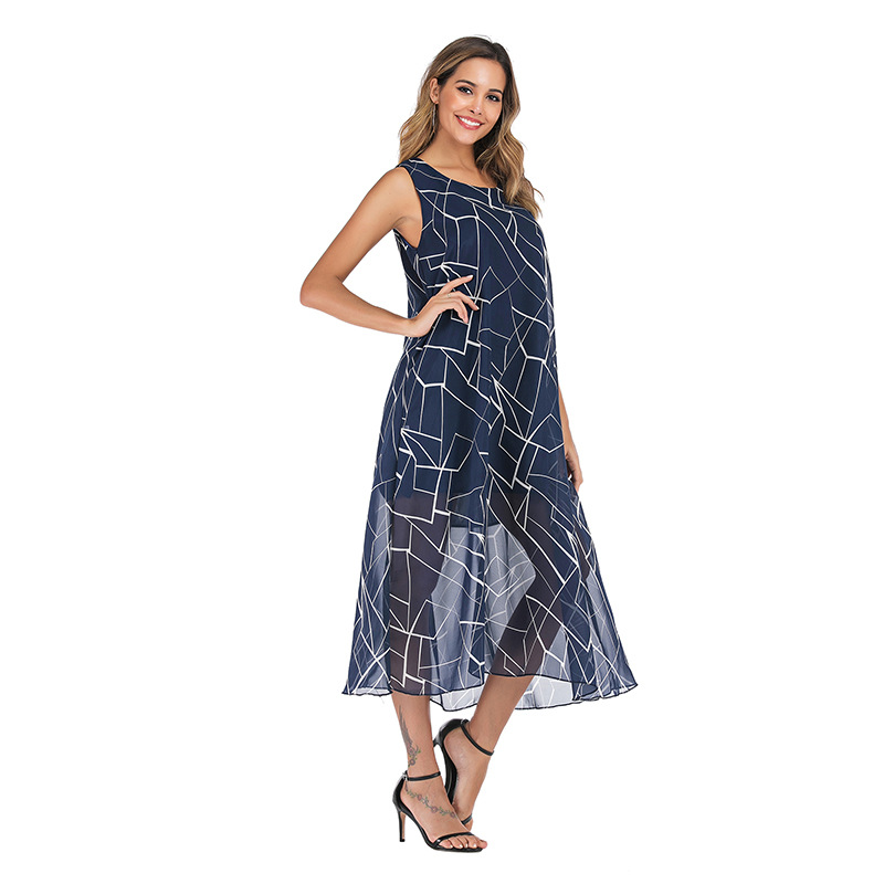 Chiffon Floral Dress Sleeveless Casual Elegant Design Spring Summer Womens Fashion Wholesale Available